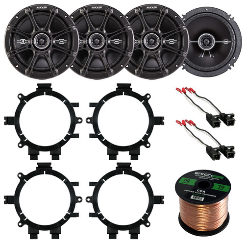 This package includes a Kicker 41DSC654 6-1/2" 6.5" D-Series 240W Peak/60W RMS 2-Way Car Speakers, Enrock Car Speaker Harness, GM Full Size P/U SUV Speaker Adaptors, Enrock Audio 16-Gauge 50 Foot Speaker Wire