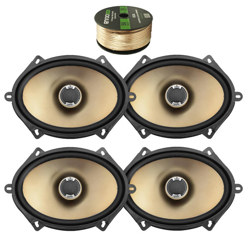 Enrock 14 AWG Gauge 50 Feet Speaker Wire, 2 X DB571 X New Pair Polk Audio Car Audio 5" X 7" 2-Way Car Audio Speakers 180 Watts Max