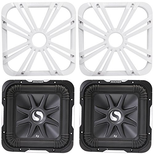 Package: (2) Kicker 11S12L7-4 12" Solo Baric L7 Subwoofers Totaling 3000 Watt + (2) Kicker 11L712GLW 12" White Grilles With LED Lighting For SoloBaric 11S12L7 Subwoofer