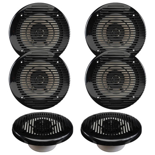 3 Pairs Of Magnadyne WR85B 6 1/2" Inch Waterproof 80 Watt Marine Boat Hot Tub Shower Outdoor Speakers With Black Grill,