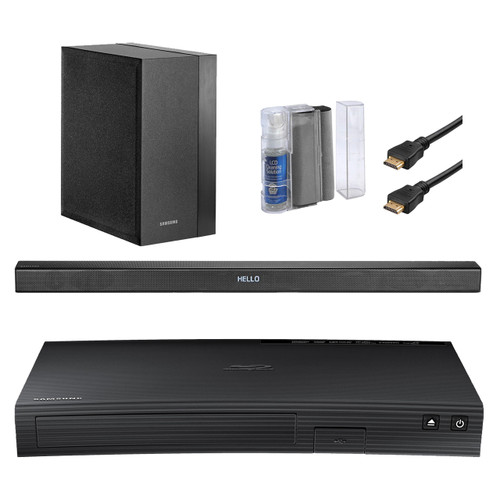 Samsung UN32J4500 32-Inch 720p 60Hz Smart LED TV Bundle With SBDJ5100 Curved Blu-ray CD DVD Player + 2.1 Channel 120W Wireless Soundbar Speaker + LCD Screen /Keyboard Cleaning Kit + 2x 6Ft HDMI Cables