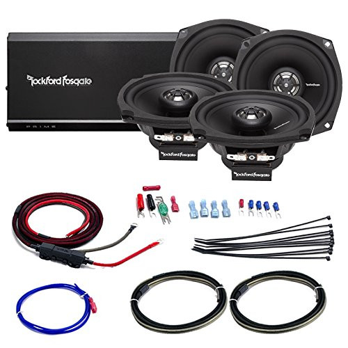 Car / Marine Amp Combo: Rockford Fosgate R1-HD4-9813 Prime 160 Watt 4-Channel Marine Car Motorcycle Amplifier and 4x 5.25" Speaker Set Bundle With Scosche 10-AWG OFC Amp Installation Kit (4 Speakers)