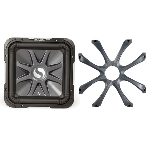 Kicker 11S15L74 2000 Watt 15" Inch Solo-Baric L7 Series Dual 4 ohm Car Subwoofer, Kicker 08GL715 Square 15" Inch Cast Aluminum Subwoofer Grille