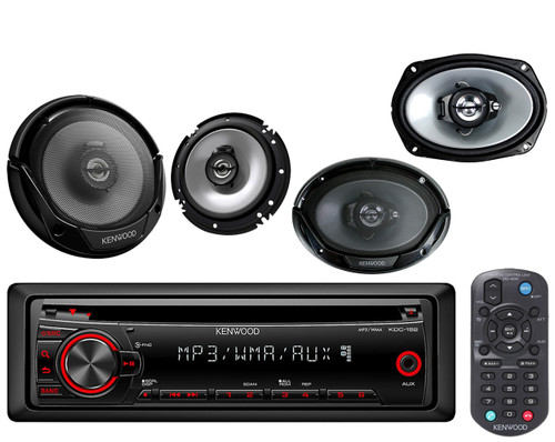 Kenwood AM FM AUX Mp3 CD Car Radio, Kenwood 6.5" & 6x9" Car Speaker Audio System