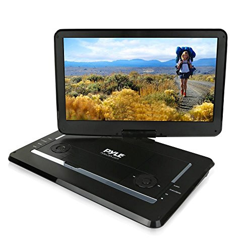 15" Portable DVD Player, Swivel HD Widescreen, Built-in Rechargeable Battery, USB/SD Card Memory Reader Car Headrest Mount and Charger Included (PDV156BK)