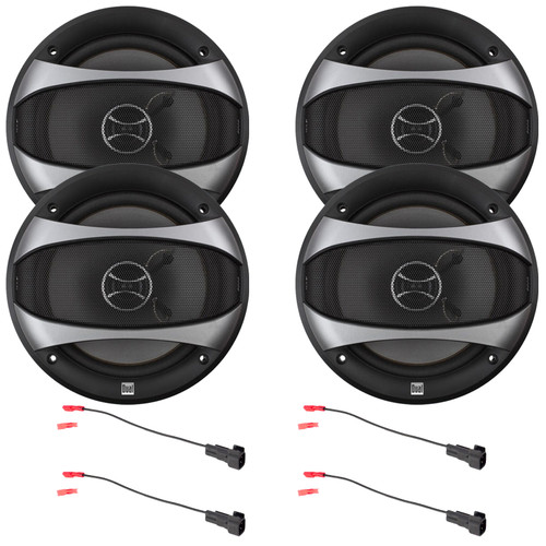 Two Pairs (QTY 4) Of Dual Electronics D65SP 6.5" 100 Watt Max Power 2-Way Car Audio Speakers Bundle Combo With 2x Speaker Wire Harness (Bundle Fits Select 1988-up GM Vehicles)