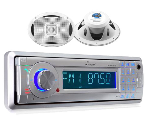 AQMP70BTS In-Dash Marine Detachable Stereo W/Bluetooth+ 500W 2-Way Boat Speakers