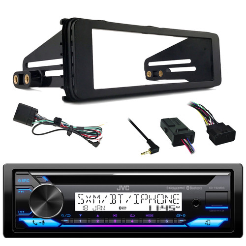 JVC KD-T92MBS Single DIN Bluetooth USB AUX CD Receiver, Stereo Installation Kit, Handlebar Control Interface (Harley 1998-2013)
