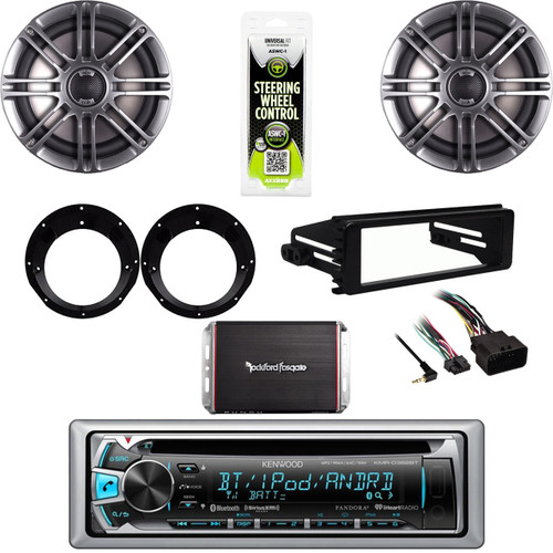99-9600 Harley DIN FLHT Kit,Bluetooth Stereo, 6.5" Speaker Set/Adapters,300W Amp