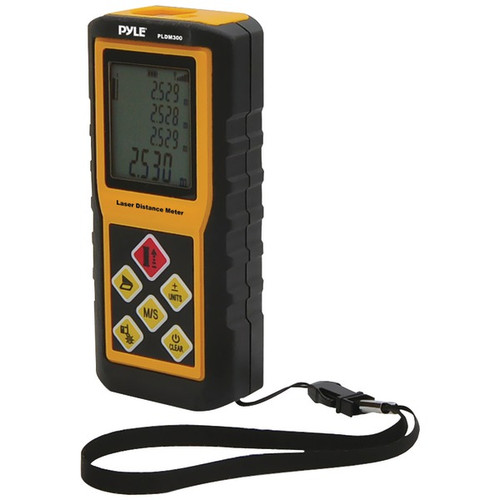 Pyle PLDM300 - Digital Handheld Distance Laser Measure - 300' Max Rangefinder Measuring Tool with Backlit Display - Built in Area and Volume Calculator and Indirect Measuring Capability