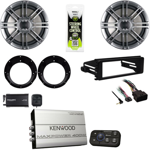 Polk 6.5" Speaker Set,Bluetooth Amplifier,98-2013 Install FLHX FLHT Kit,XM Tuner