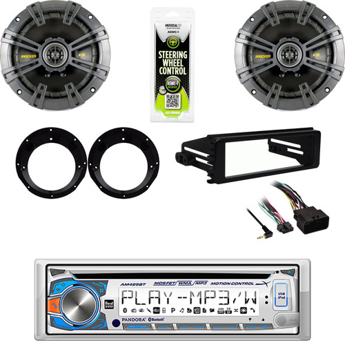 CD Bluetooth Stereo, Kicker 6.75" Speaker Set , Harley FLHX FLHT Install Dash Kit