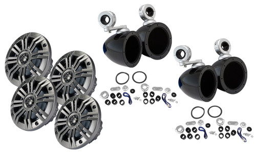 Marine Kicker 4" Speaker Enclosures, 4" Charcoal/White Marine Kicker Speaker Set