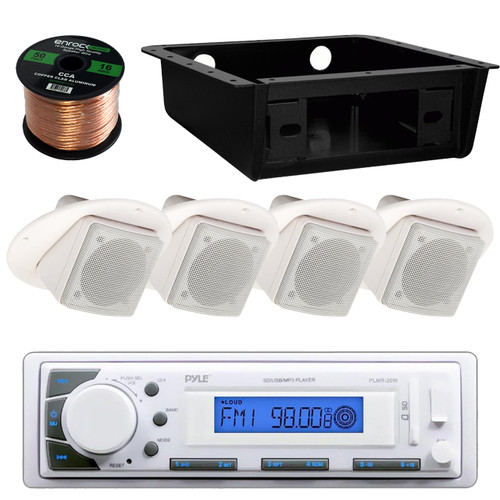 AM/FM RADIO TUNING WITH PRESET STATION, 2T41422 - METRA Universal Underdash Housing, Magnadyne LS3CMW 3" Inch Ceiling/Wall Flush Mount Satellite Speaker for Rv's Camper or Mobile Homes, Enrock Audio 16-Gauge Speaker Wire - 50 Feet