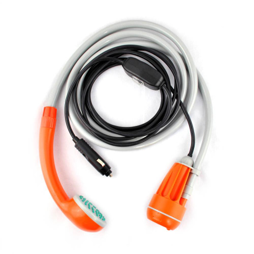 Pure Clean PCSHPT14 - Portable Handheld Travel Camp Shower - Plug into 12v Cigarette Adapter and Pump Water from a Bucket through the Outdoor Shower