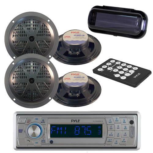 PLCD5MRBTS Silver Marine Yacht CD MP3 USB Radio & Bluetooth + 4 Speakers + Cover