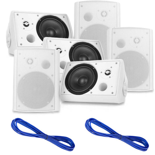 Pyle PDWR51BTWT Pyle Wall Mount Waterproof & Bluetooth Speakers, 5.25'' Indoor/Outdoor Speaker System (White), 16 Gauge 50 Foot Marine Speaker Wire