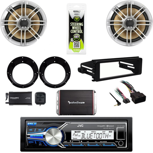 Harley 98-2013 FLHT Din Kit,USB Stereo,XM Tuner,6.5" Speakers, Adapters,300W Amp