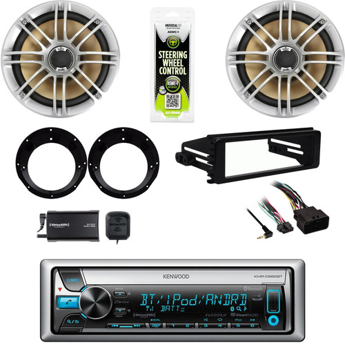 6.5" Polk Speakers & Adapters, CD Stereo, Harley FLHT Dash Install Kit, XM Tuner