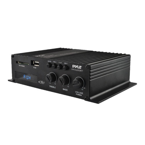 Bluetooth Mini Blue Series Compact Class-T Amplifier, 120 Watt, USB Flash Drive & SD Memory Card Readers, LCD Display, Remote Control