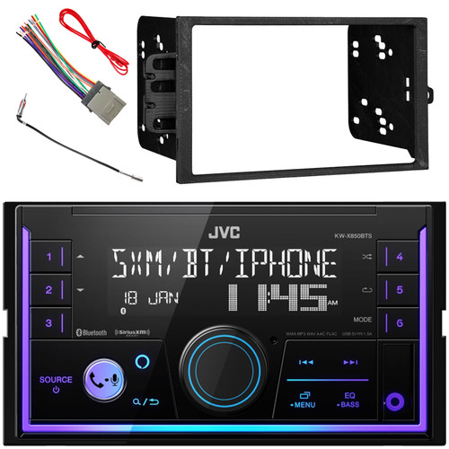 JVC KW-X850BTS Double DIN Mechless Bluetooth USB/AUX AM/FM Digital Media Car Audio Stereo Receiver, Double DIN Stereo Install Kit, Wiring Harness, Antenna Adapter (Fits 2000-2008 GM Vehicles)