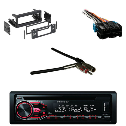 Pioneer CD USB AUX Car Radio, GM DIN Kit, Antenna Adapter, GM Wire Radio Harness