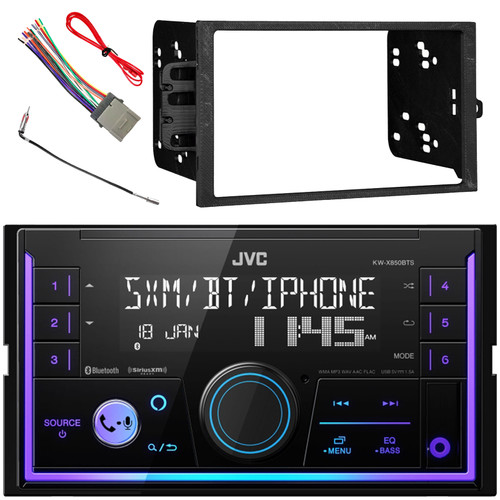 JVC KW-X850BTS Double DIN Mechless Bluetooth USB/AUX AM/FM Digital Media Car Stereo Receiver, Double DIN Stereo Install Kit, Wiring Harness, Antenna Adapter (Bundle Fits 2000-2008 GM Vehicles)