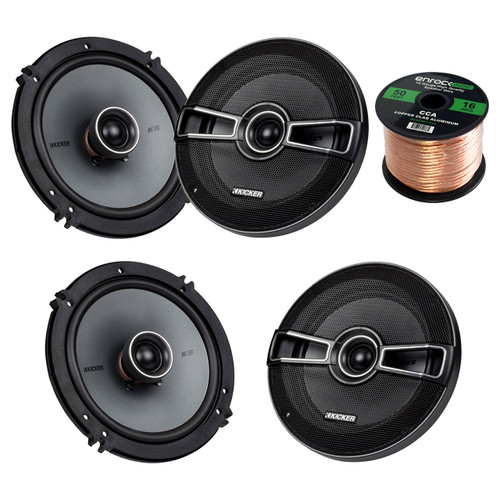 This Bundle Combo Kit Includes 2 Pair Of Kicker 41KSC654 6.5 Inch Car Stereo Speakers + 2x 25ft (total of 50 Feet) 16 Gauge Speaker Wire