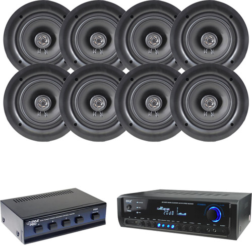Pyle Bluetooth Home USB Receiver, 5.25" In Ceiling Speakers & Speaker Selector