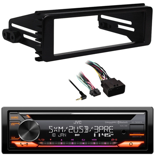 JVC KD-T925BTS Single DIN Bluetooth USB/AUX CD Player LED AM/FM Radio SiriusXM Ready Amazon Alexa Stereo Receiver, Single DIN Stereo Installation Kit for select 1998-2013 Harley Davidson Motorcycles