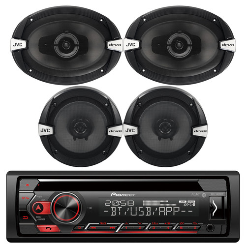 Pioneer DEH-S420BT Single DIN In Dash CD Player Stereo Receiver, JVC CS-DR162 6 1/2" 2-Way Coaxial Speakers, JVC CSDR693 6 x 9 Inches 3-Way 500W Car Audio Speakers