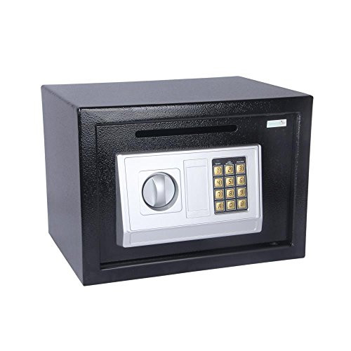 SereneLife Drop Box Safe Front Load Cash Vault Drop lock and Safe For Jewlery Cash documents with Mechanical Override, Includes Keys 13.8 x 9.8 x 9.8 inches (SLSFE342)