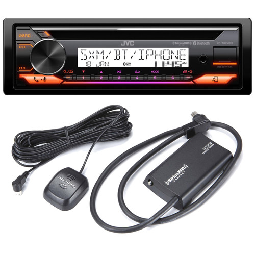 JVC KD-T92MBS Single DIN Marine MotorSports Bluetooth USB AUX AM/FM Radio Stereo SiriusXM Ready CD Player Receiver + SXV300-V1 SiriusXM Antenna