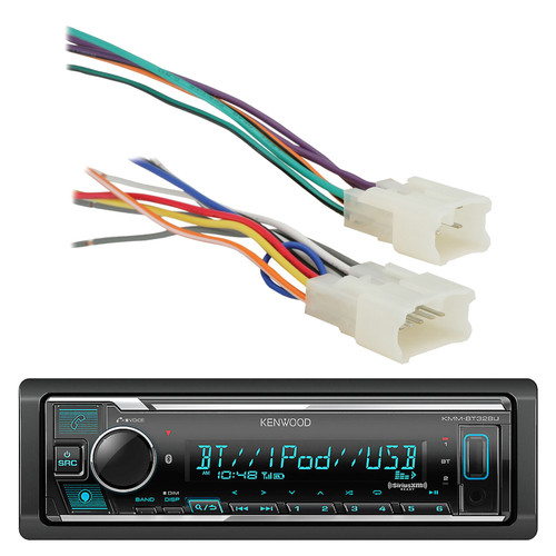 Kenwood KMMBT328U Single DIN Bluetooth In-Dash Digital Media Car Stereo Receiver Bundle Combo with Toyota 87-UP Metra 70-1761 Radio Wiring Harness