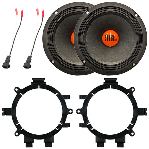 One Pair (QTY 2) of JBL SHOCKWAVE150W65 6.5" 300 Watt Max Power Midrange Woofer Car Audio Speakers, Speaker Wire Harness, 2x Speaker Mounting Bracket Adaptor (Bundle Fits Select 1995-2009 GM Vehicles)