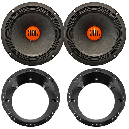 One Pair (QTY 2) Of JBL SHOCKWAVE150W65 6.5" 300 Watt Max Power Midrange Woofer Speakers, 2x Speaker Mounting Ring Adapter for 6.5" to 6.75" Speaker Fits 1998-2013 Harley Davidson Touring Models