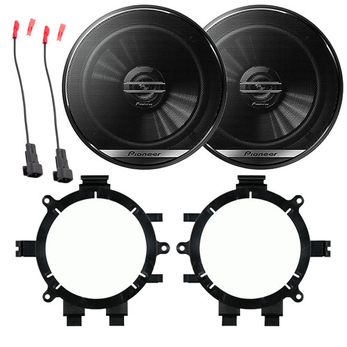 2x Pioneer TS-G1620F 6.5" 300 Watt Max Power 2-Way Coaxial Car Audio Speakers, 2x 5.25" or 6.5" Speaker Mounting Bracket Adaptor, Speaker Wire Harness (Bundle Fits Select 1995-2009 GM Vehicles)