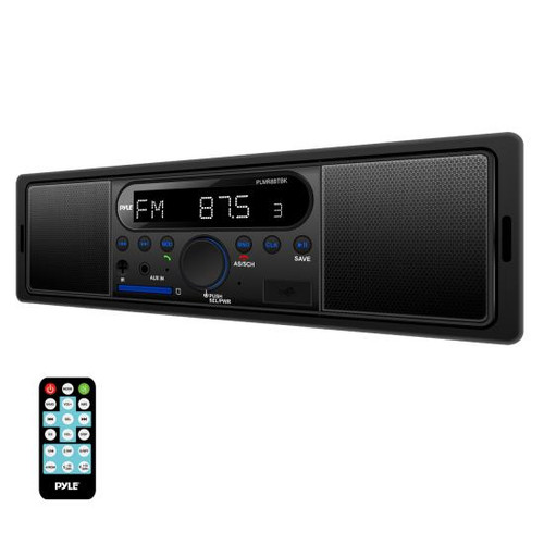 New PLMR8BTBK Bluetooth In-Dash Stereo Radio Headunit Receiver, MP3/USB/SD, Aux (3.5mm) Input, AM/FM Radio, Single DIN, Black (for Off-Road & Marine Vehicles/ATV/UTV/Golf Carts/4x4s)
