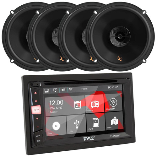 Pyle PLDN83BT.5 6.2" HD Digital Display Double DIN Bluetooth USB DVD/MP3 Player AM/FM Radio Multimedia Receiver, 4x Infinity Primus Series PR603F 6.5" 150W Max 2-Way Multi-Element Automotive Speakers