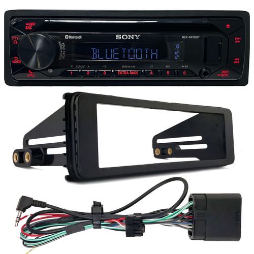 Sony MEX-N4300BT Single DIN USB AUX Bluetooth CD Player Stereo Audio Receiver, 1998-2013 Harley Davidson Single-DIN Stereo Installation Kit