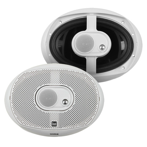 2x Dual DMS369 6x9" 200 Watts Peak Power 3-Way Marine Audio White Stereo Speakers