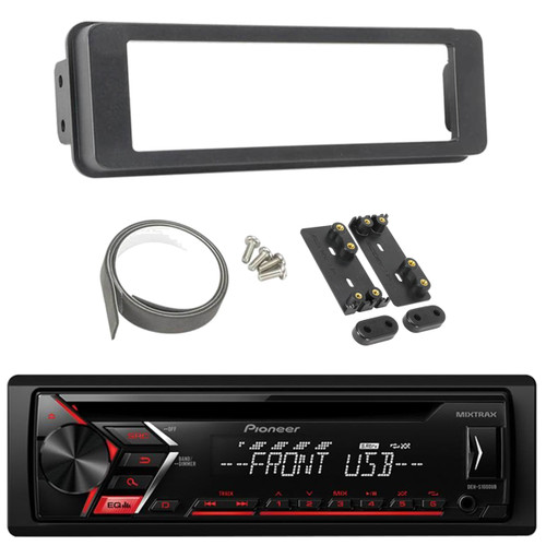 Pioneer Single DIN CD Receiver, Harley 98-2013 FLHTC FLHX Install Adapter Set