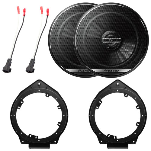 One Pair (QTY 2) Of Pioneer TS-G1620F 6.5" 300 Watt Max 2-Way Coaxial Car Speakers, Speaker Wire Harness, 2x 6" to 6.75" Speaker Adapter (Bundle Fits for GM Multi 2005-Up)