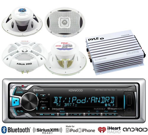 Lanzar 6x9" Marine Speakers,7.7" Speakers,400W Amplifier,Bluetooth USB AUX Radio