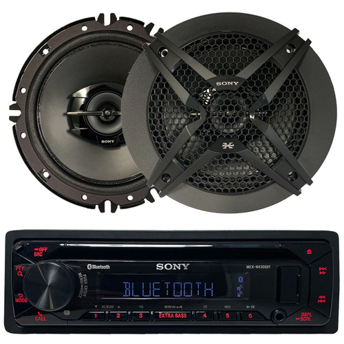 Sony Single-DIN Bluetooth USB/AUX & CD Player Car Receiver, Sony XS-GTF1639 6.5" 3-Way 270 Watts Peak Power Car Audio Speakers (Pair)
