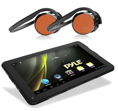 Pyle Android 4.0 Bluetooth 3D Graphics Tablet,2 Pyle Orange Bluetooth Headphones