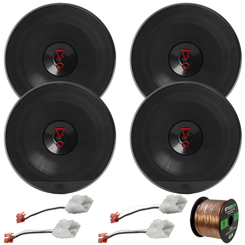 4x JBL Stage3 627 6.5" 225 Watt Max Power 2-Way Coaxial Car Audio Speakers, 50 Feet 16 Gauge Speaker Wire, 2x Speaker Harness for Select Chrysler/Dodge Vehicles