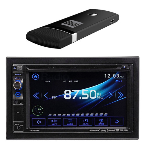 Dual AV DV637MB Double Din 6.2" Touch Screen DVD Bluetooth USB Receiver, DUAL DMH25 DualCast(TM) Wi-Fi USB/HDMI(R) Dongle for improved storage