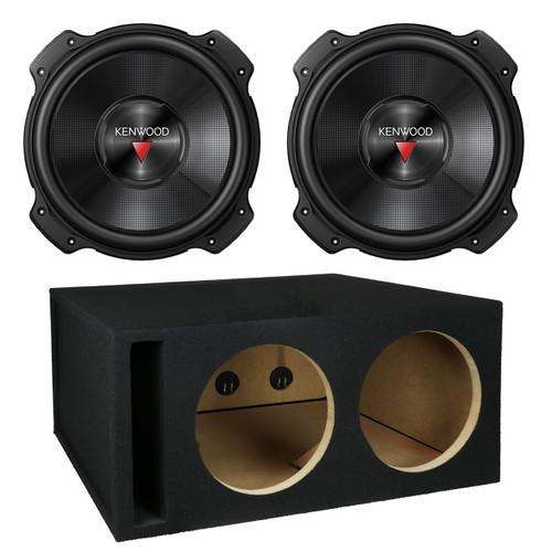 2X Kenwood KFC-W3016PS 2000W 12" Performance Series Single 4 ohm Subwoofer, and Atrend KW12EDV 12" Kenwood Dual Ported Sub Enclosure