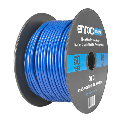 Enrock Audio Marine Grade Spool Of 50 Foot 16 Gauge Tinned Speaker Wire Connects To A V Receiver And Amplifier Flexible Pvc Tin Copper Plated Ofc